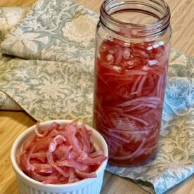 quick pickled red onions in jar