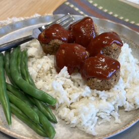 BBQ chickpea 'meatballs' plated