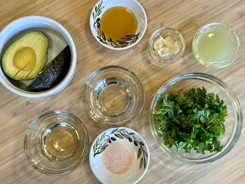 avo cilantro sauce ingredients top view