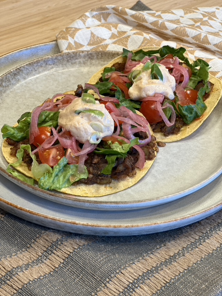tacos with vegan chipotle sour cream