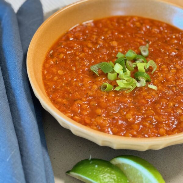 red lentil chili in bowl