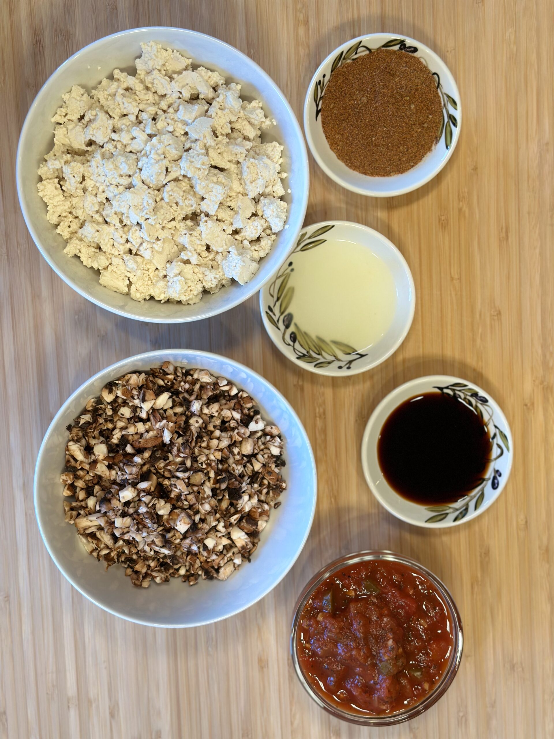 tofu taco meat ingredients top view