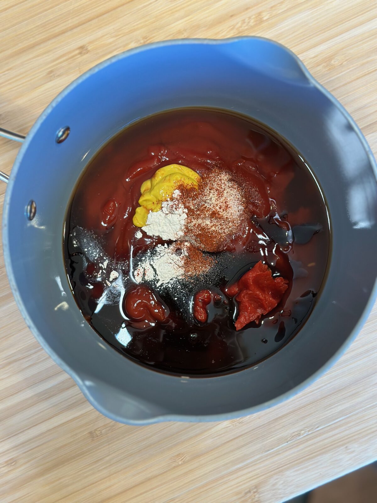 homemade BBQ sauce saucepan