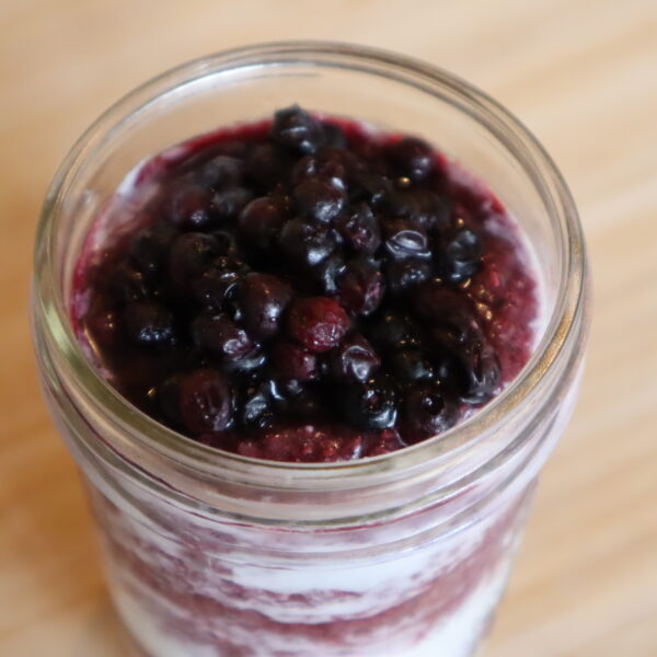 blueberry chia pudding top view