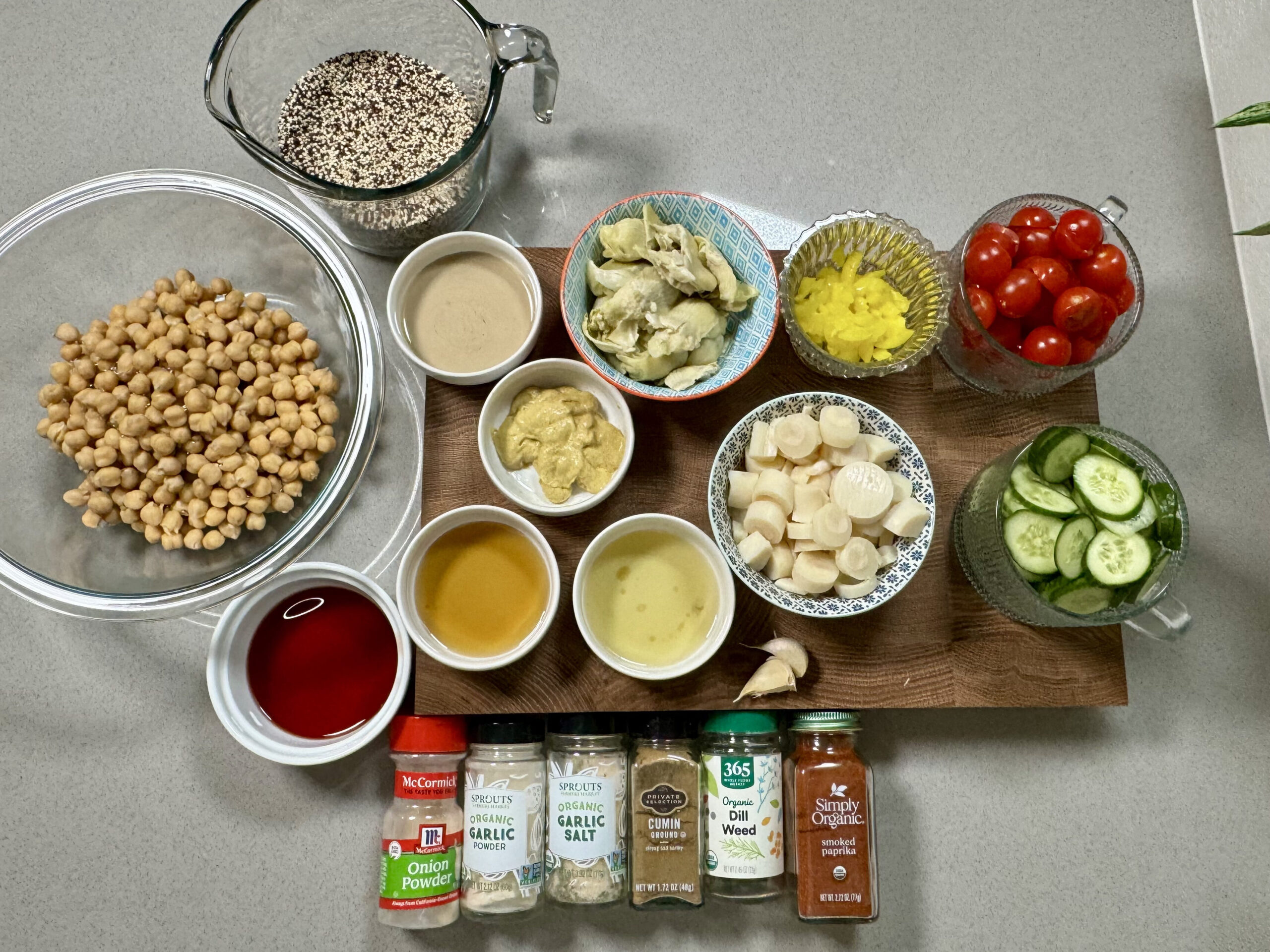 med bowl ingredients top view