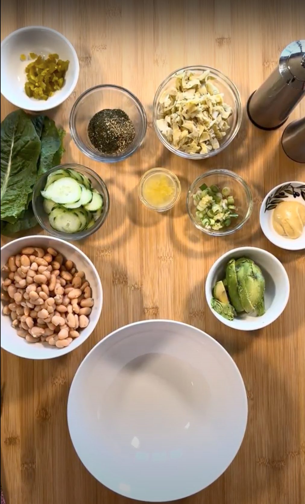 avocado white bean sandwich ingredients top down