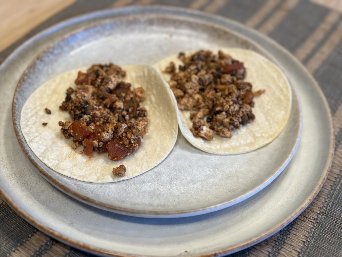 mushroom tofu taco plated